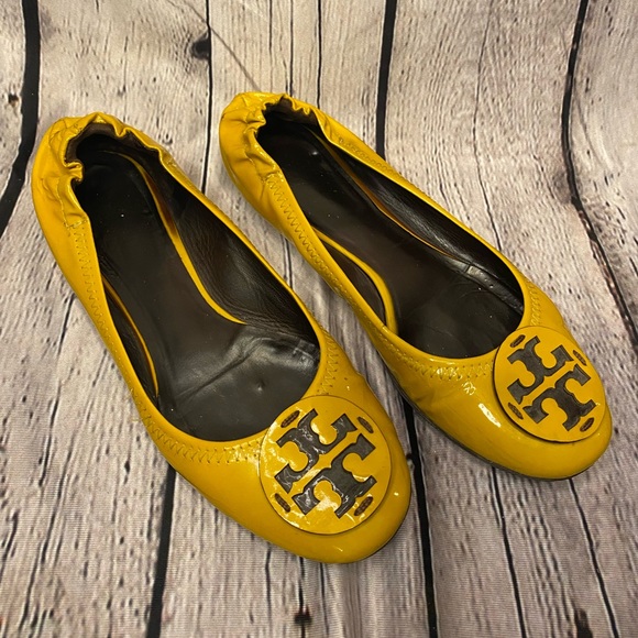 Tory Burch Shoes Tory Burch Womens Mustard Yellow Reva Patent